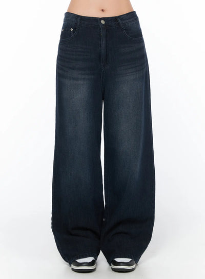 ellie-washed-wide-leg-jeans-ca524 / Dark blue