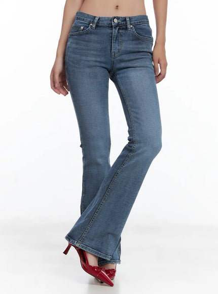 beni-washed-flared-denim-jeans-cl508 / Dark blue