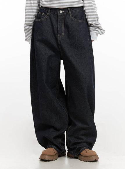 lily-stitched-wide-leg-jeans-cn426 / Dark blue