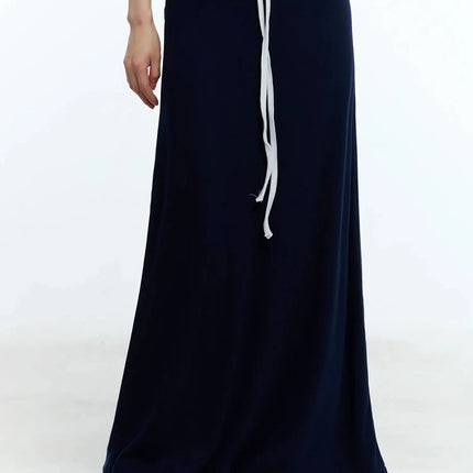 two-tone-comfy-maxi-skirt-iu523 / Dark blue