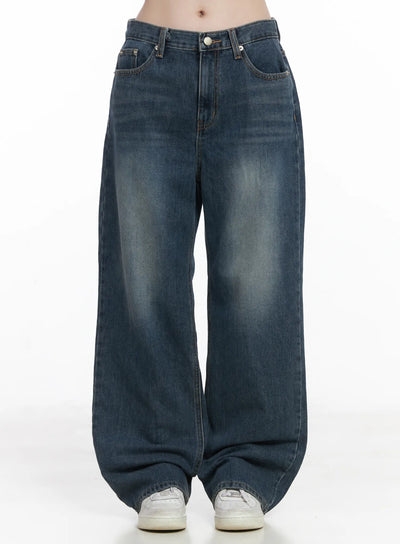 anika-fleeced-baggy-jeans-cj506 / Dark blue