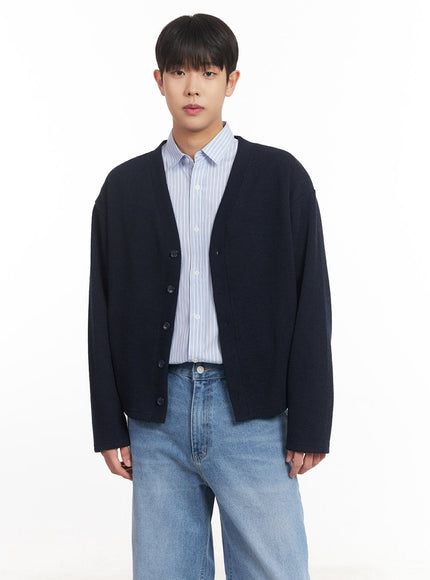 mens-v-neck-buttoned-cardigan-im527 / Dark blue