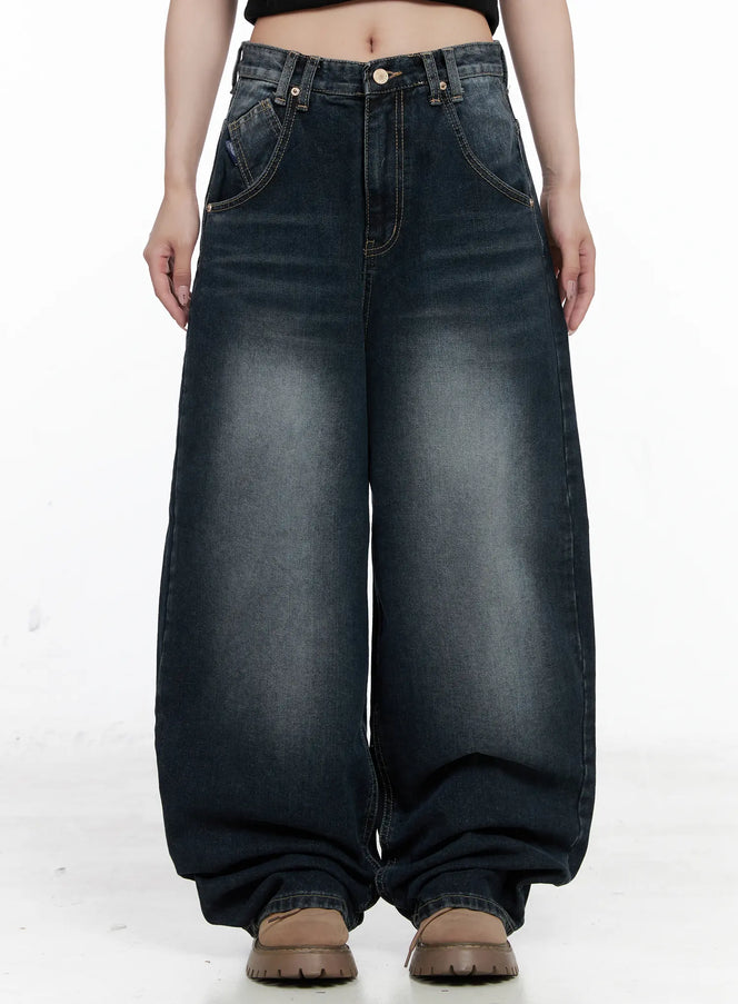 isla-washed-baggy-jeans-co521 / Dark blue