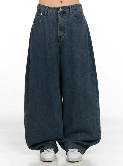 aleena-mid-wash-baggy-jeans-in528 / Dark blue