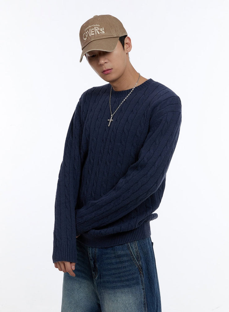 mens-cable-knit-sweater-ig427 / Dark blue