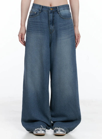 margot-low-rise-washed-wide-leg-jeans-cs501 / Dark blue