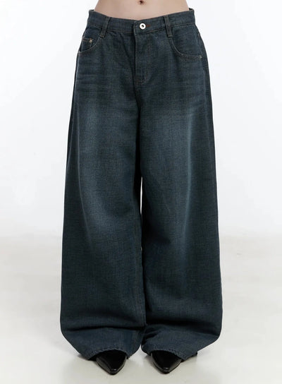mano-vintage-wash-wide-leg-jeans-id526 / Dark blue