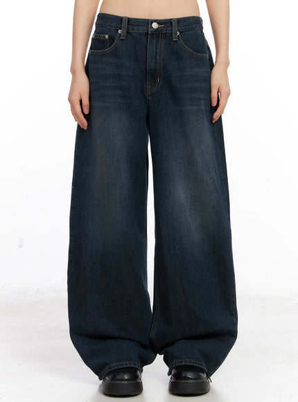 kamryn-wide-leg-fleece-lined-jeans-cn520 / Dark blue