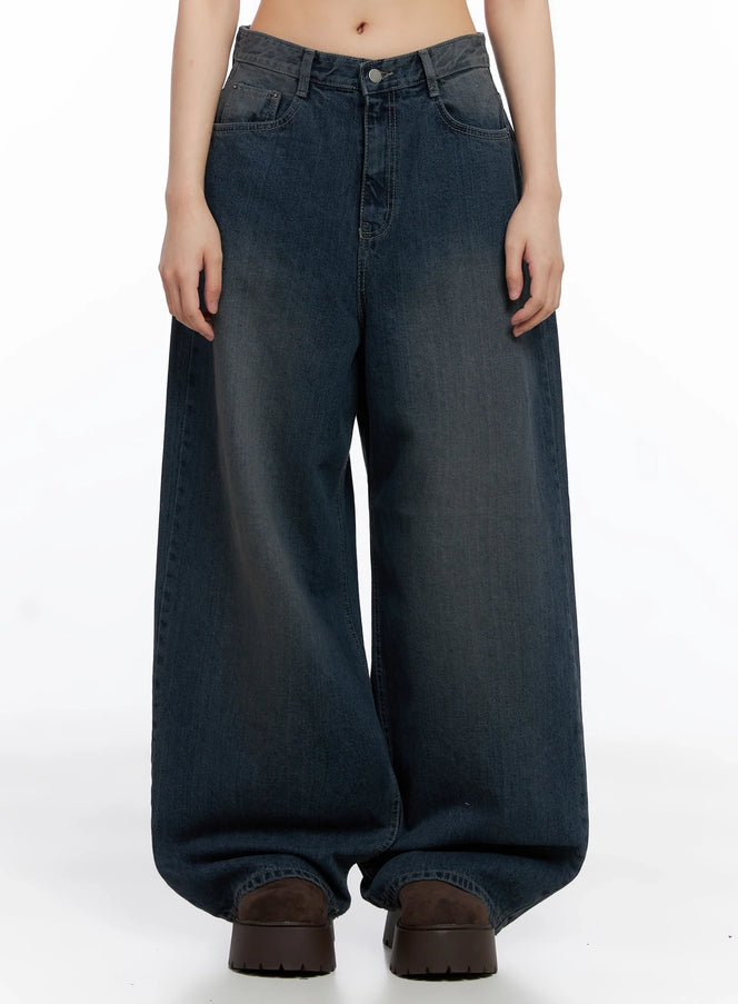 adelyn-washed-baggy-jeans-is525 / Dark blue