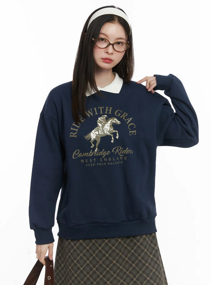graphic-fleeced-sweatshirt-cj506 / Dark blue
