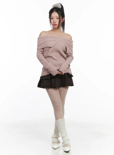 layered-ruffle-mini-skirt-cd530 / Dark brown