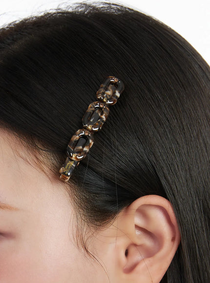 vintage-marble-hair-clip-cj512 / Dark brown