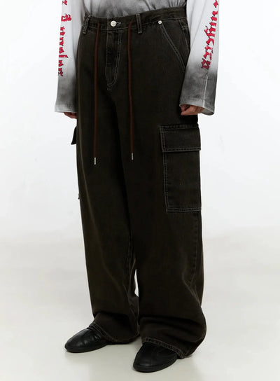 mens-wide-cargo-jeans-in525 / Dark brown