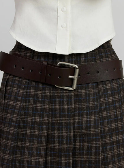 vegan-leather-bold-belt-ij502 / Dark brown