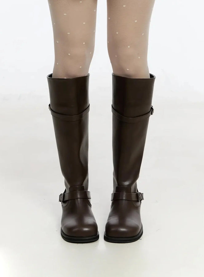 buckled-long-boots-im509 / Dark brown