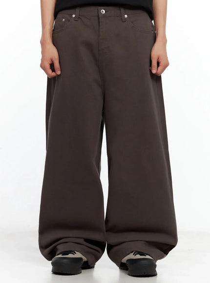 mens-baggy-wide-fit-pants-il516 / Dark brown