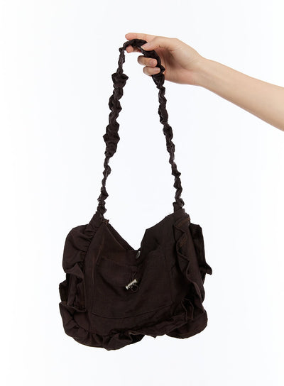 frill-shoulder-bag-iu509 / Dark brown