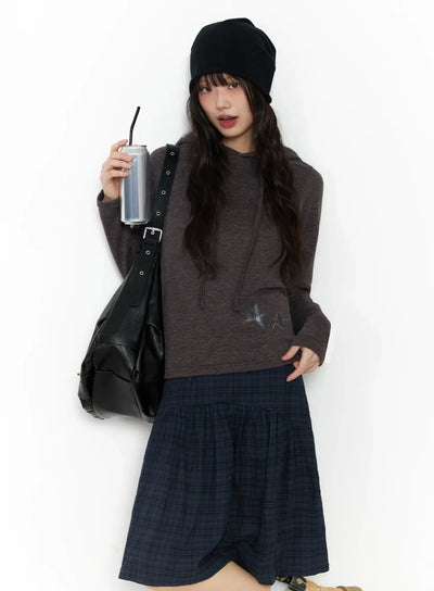 star-patched-hoodie-f517 / Dark brown