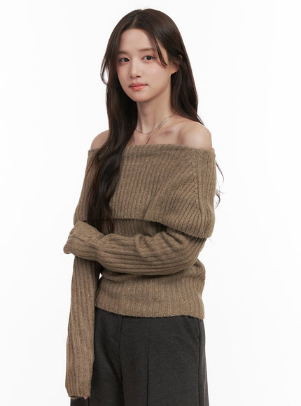 elegant-off-shoulder-sweater-ij510 / Dark brown