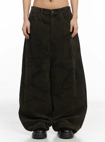 willow-camo-wide-pants-cj512 / Dark brown