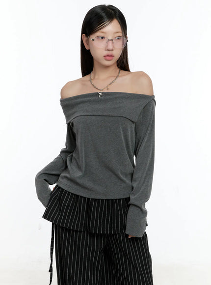 off-shoulder-long-sleeve-cs517 / Dark gray