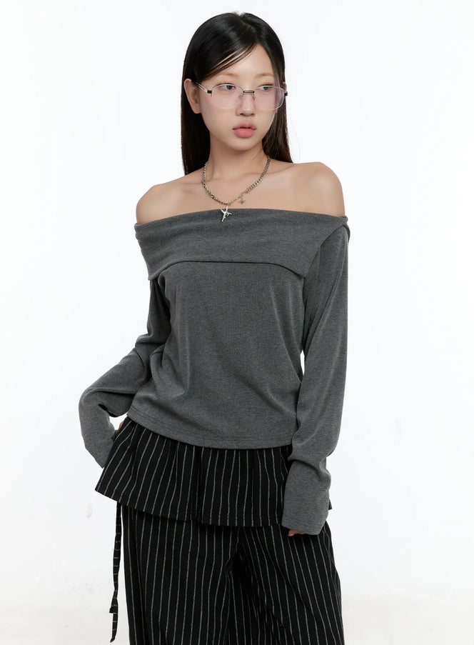 off-shoulder-long-sleeve-cs517 / Dark gray
