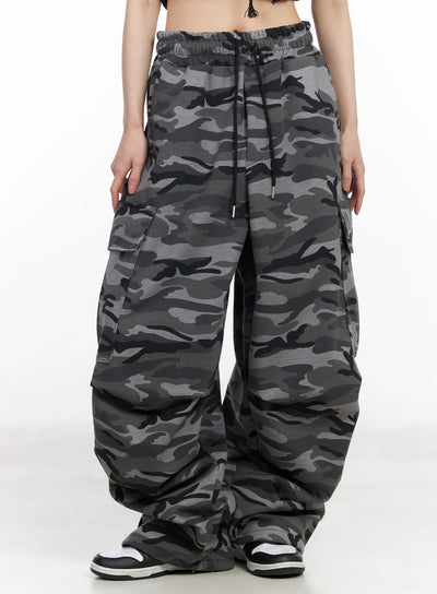 street-style-camo-wide-cargo-pants-cm519 / Dark gray
