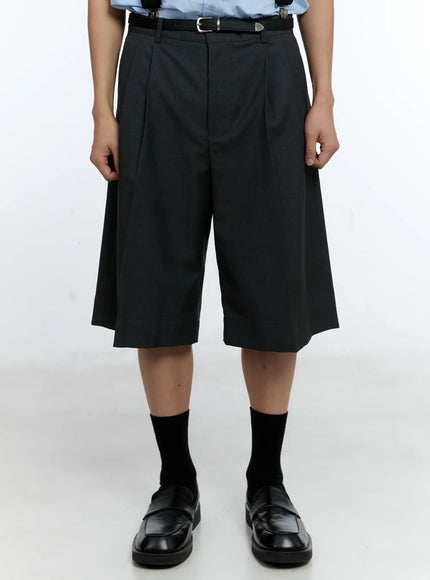 mens-classic-pleated-bermuda-shorts-ig519 / Dark gray