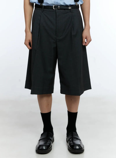 mens-classic-pleated-bermuda-shorts-ig519 / Dark gray