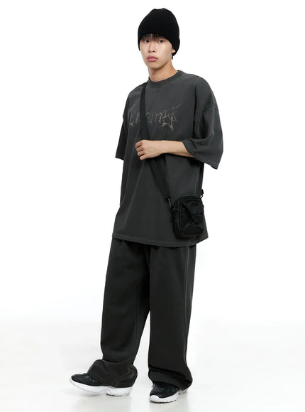 mens-oversized-text-graphic-tee-ig520 / Dark gray