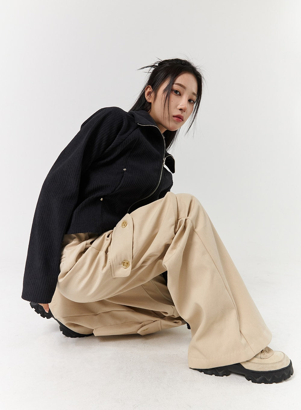 two-way-fleece-corduroy-jacket-cd322 / Dark gray