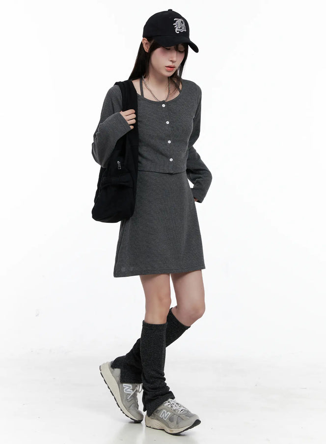 knit-dress-and-cardigan-set-co520 / Dark gray