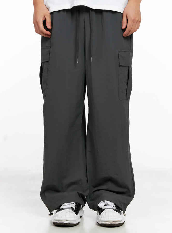 mens-cargo-drawstring-pants-ig508 / Dark gray
