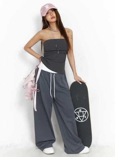 ribbed-padded-tube-top-iy504 / Dark gray