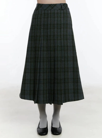plaid-a-line-midi-skirt-id526 / Dark gray
