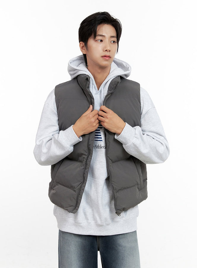 mens-padded-zip-up-vest-in411 / Dark gray