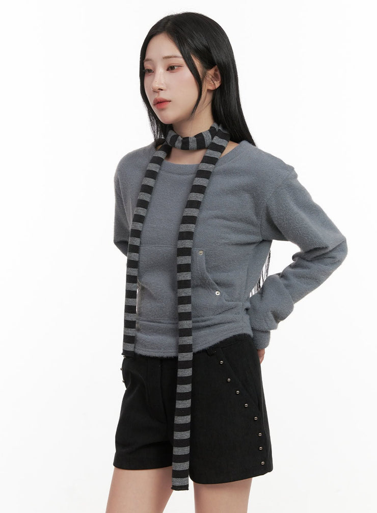 chic-striped-scarf-cd406 / Dark gray