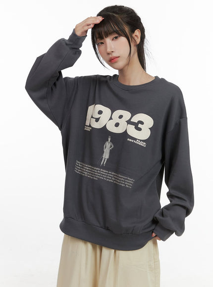 lettering-oversized-sweatshirt-cg430 / Dark gray
