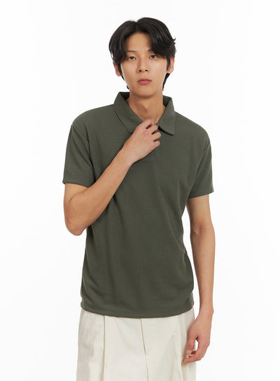 mens-basic-short-sleeve-polo-shirt-dark-green-iy416 / Dark green
