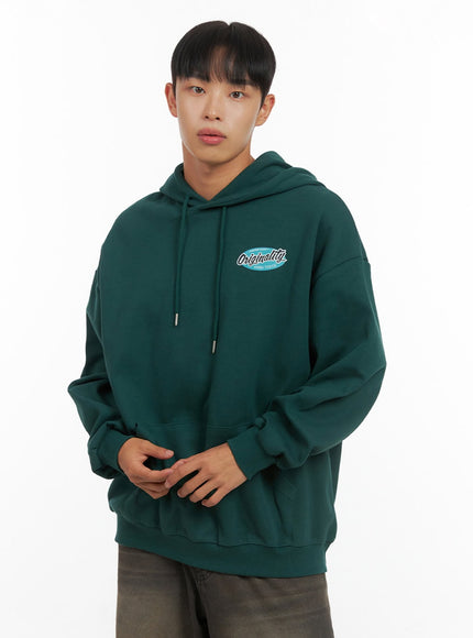 mens-graphic-hooded-sweatshirt-dark-green-is420 / Dark green