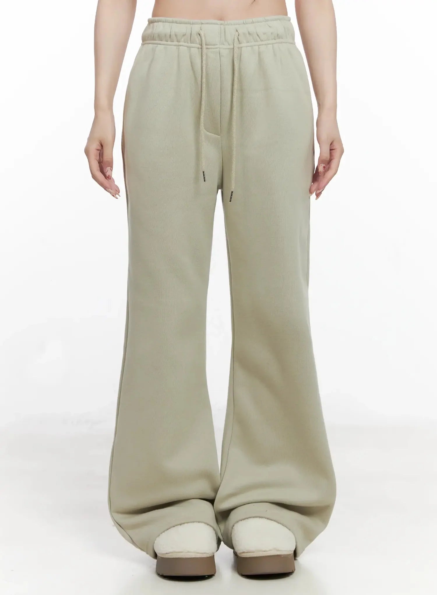 lucky-fleece-wide-leg-sweatpants-in514 / Dark green