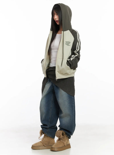 cozy-oversized-fleece-hooded-zip-up-cd518 / Dark green