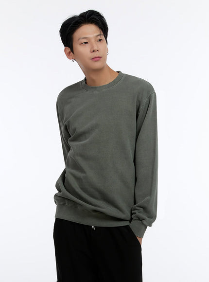 mens-relaxed-fit-long-sleeve-sweatshirt-io428 / Dark green