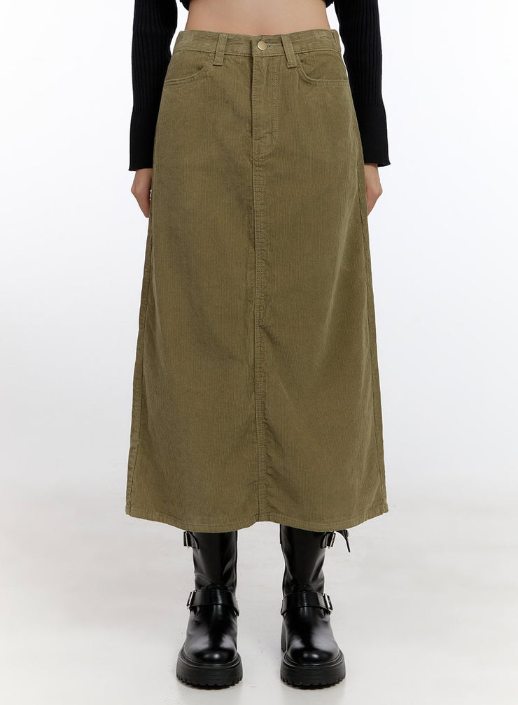 corduroy-dream-maxi-skirt-cn421 / Dark green