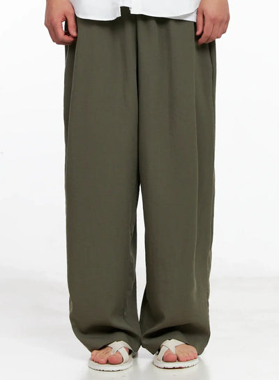 mens-linen-pintuck-slacks-ig511 / Dark green