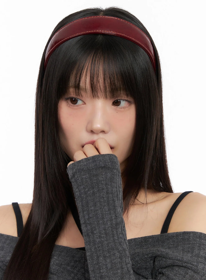 glossy-hairband-in503 / Dark red