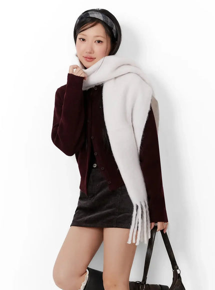 round-neck-knit-cardigan-id525 / Dark red