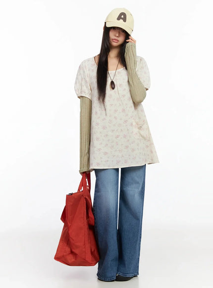 patterned-tunic-layer-dress-ia523 / Flower