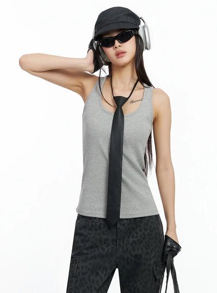 casual-round-neck-tank-top-ia508 / Gray