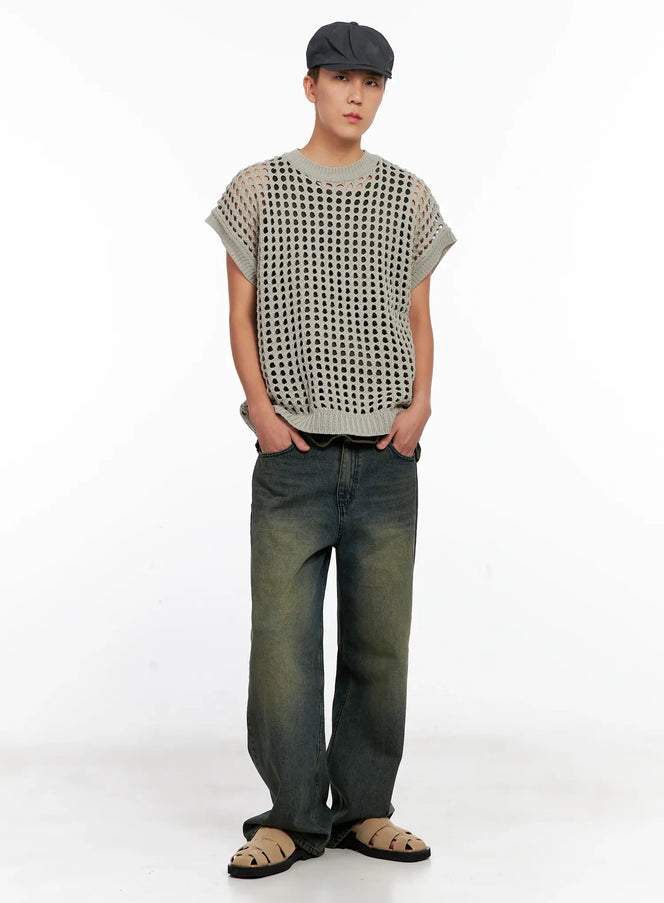 mens-mesh-knit-vest-ig508 / Gray